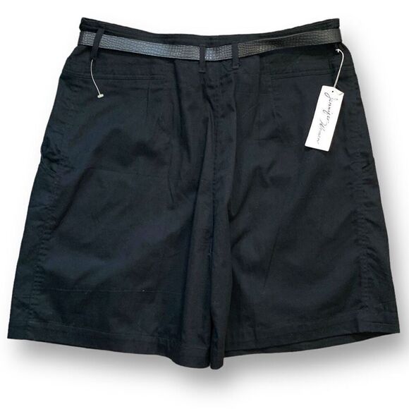 Vintage Jennifer Women Shorts Tailored High Waisted Black Pleated Deadstock Plus - Picture 5 of 8